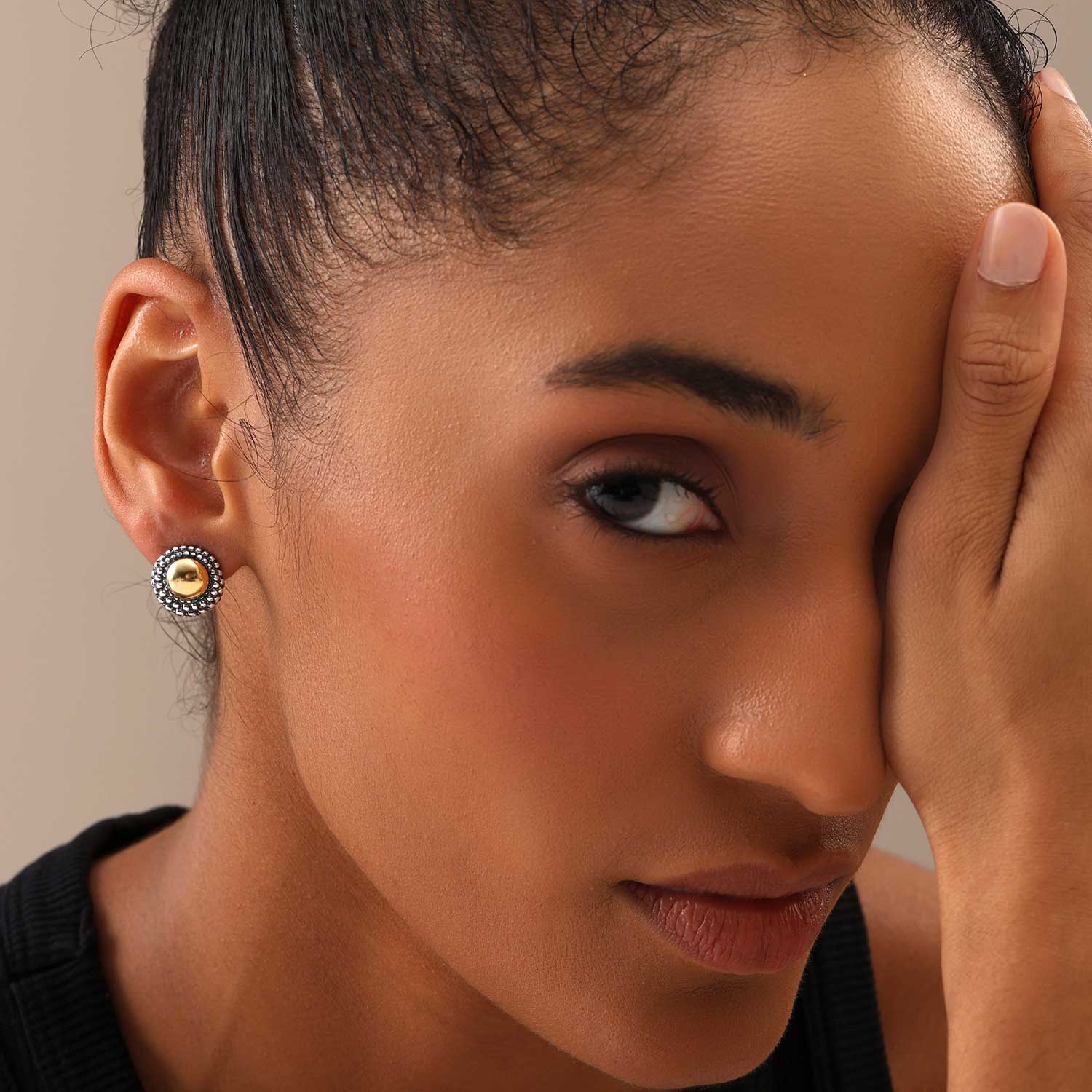 Dome Omega Back Stud Earrings