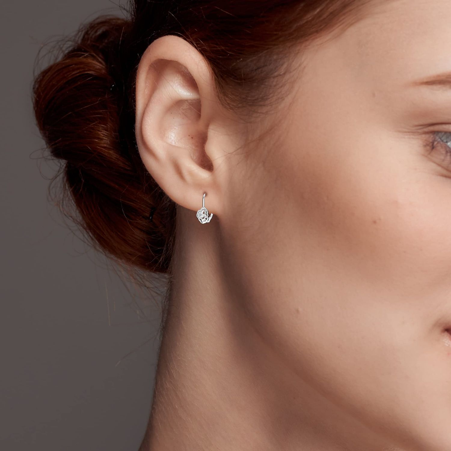 Sparkling Rose Flower Dangle Earrings