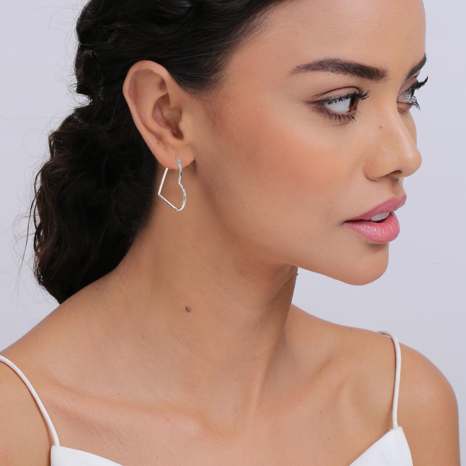 Diamond-Cut Love Heart Hoop Earrings