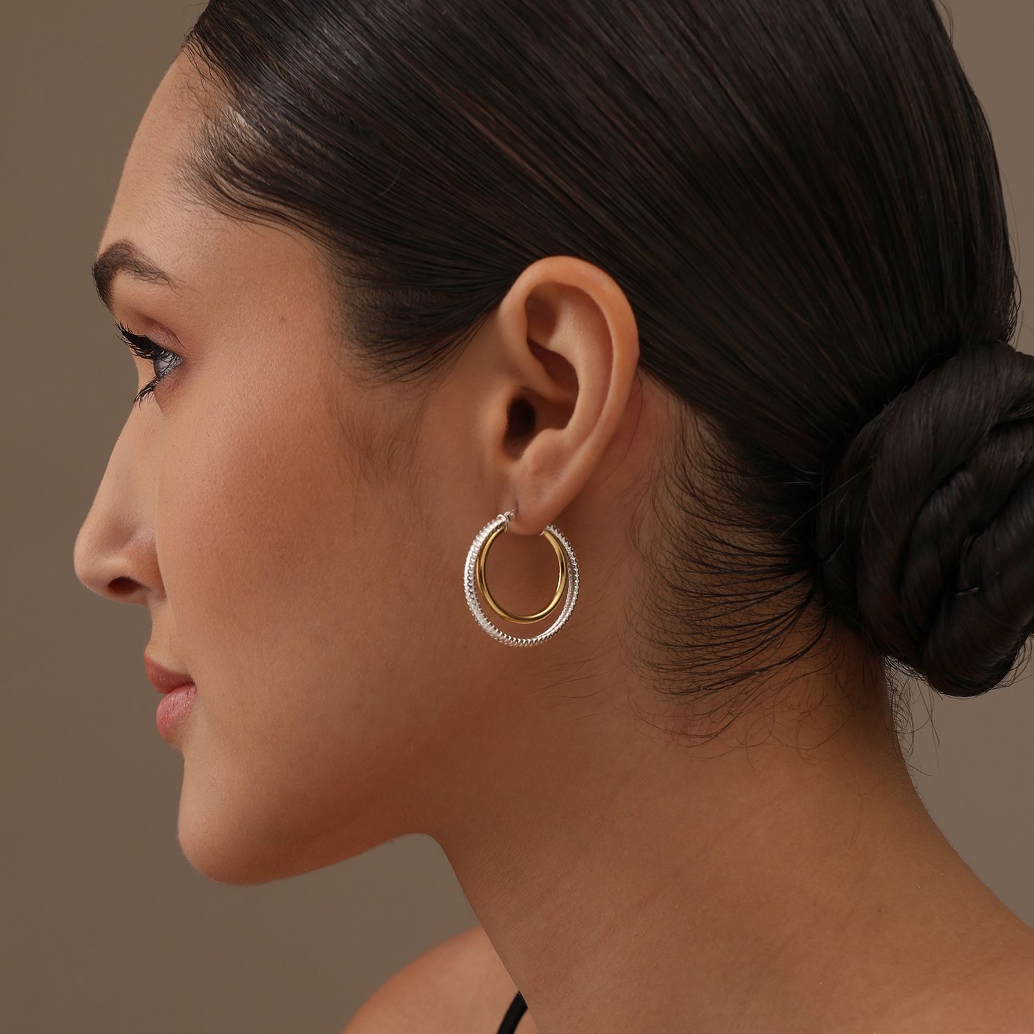 TwoTone Round Hoop Earrings