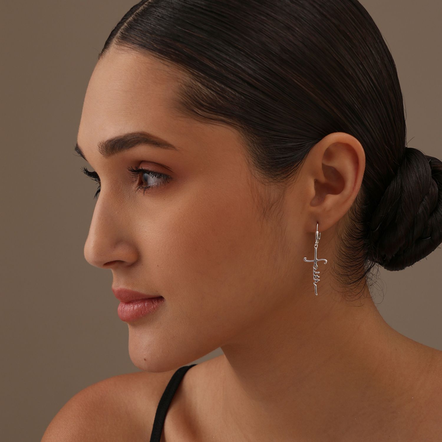 LeCalla 925 Sterling Silver Light-Weight Christian Classic Leverback Faith Cross Dangle Drop Earrings for Women