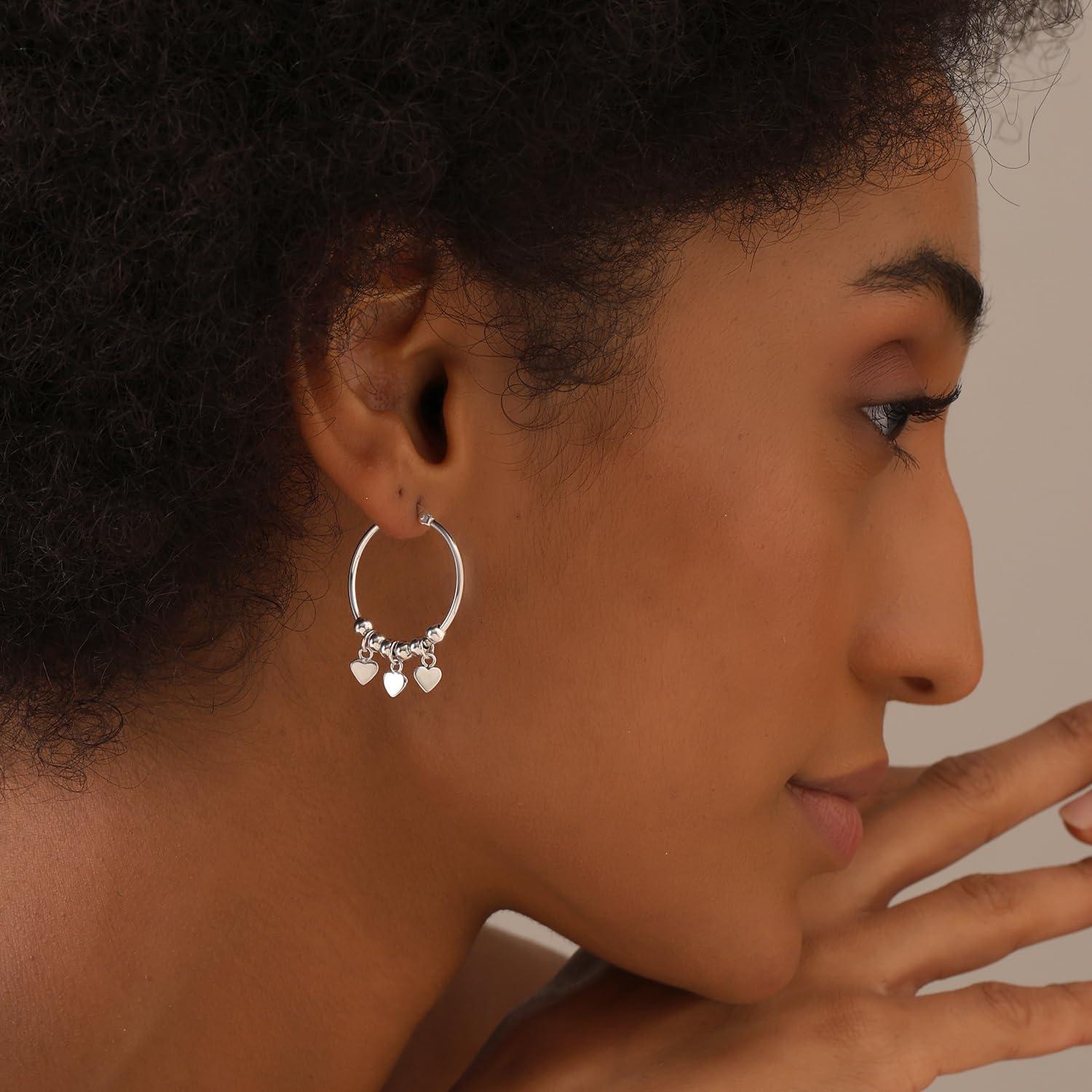 Multi Heart Charm Hoop Earring