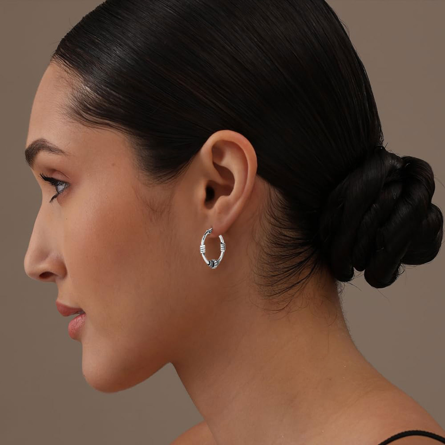 LeCalla Sterling Silver Jewelry Light Weight Tribal Bali Hoop Earring for Women