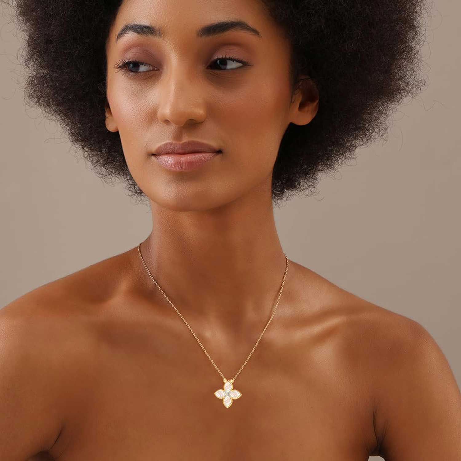 LeCalla 925 Sterling Silver 14K Gold-Plated Mother of Pearl Four Leaf Zirconia Pendant Necklace for Women Teen