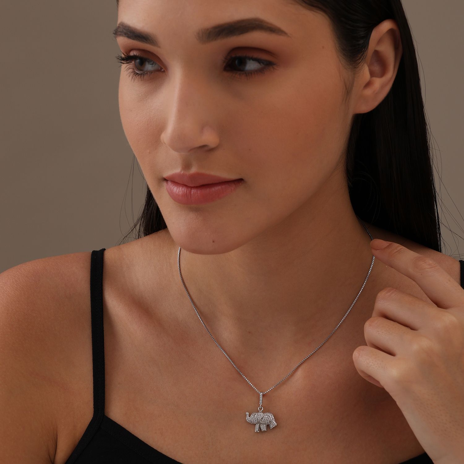 CZ Elephant Pendant Necklace