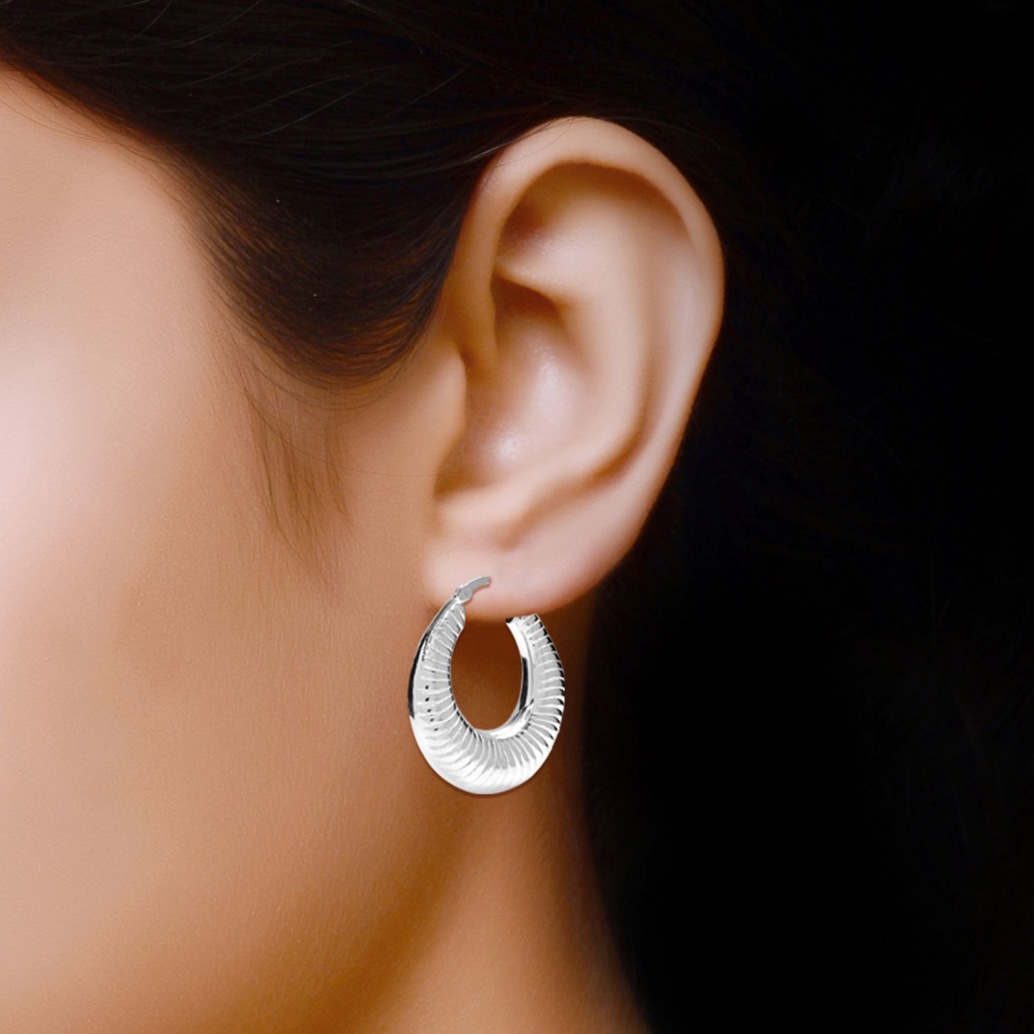 Shrimp Oval Hoop Earrings for Women