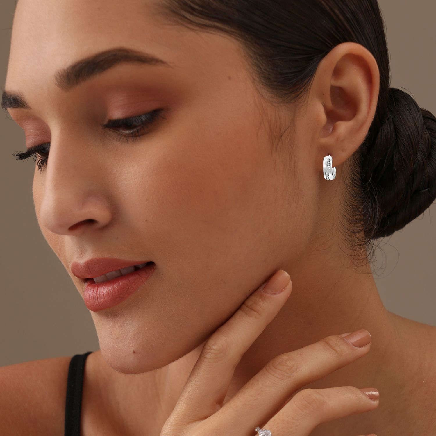 Jewelry CZ Huggie Hoop Earring Small Round Pave Cubic Zirconia Chunky Hoop Earrings for Men Women