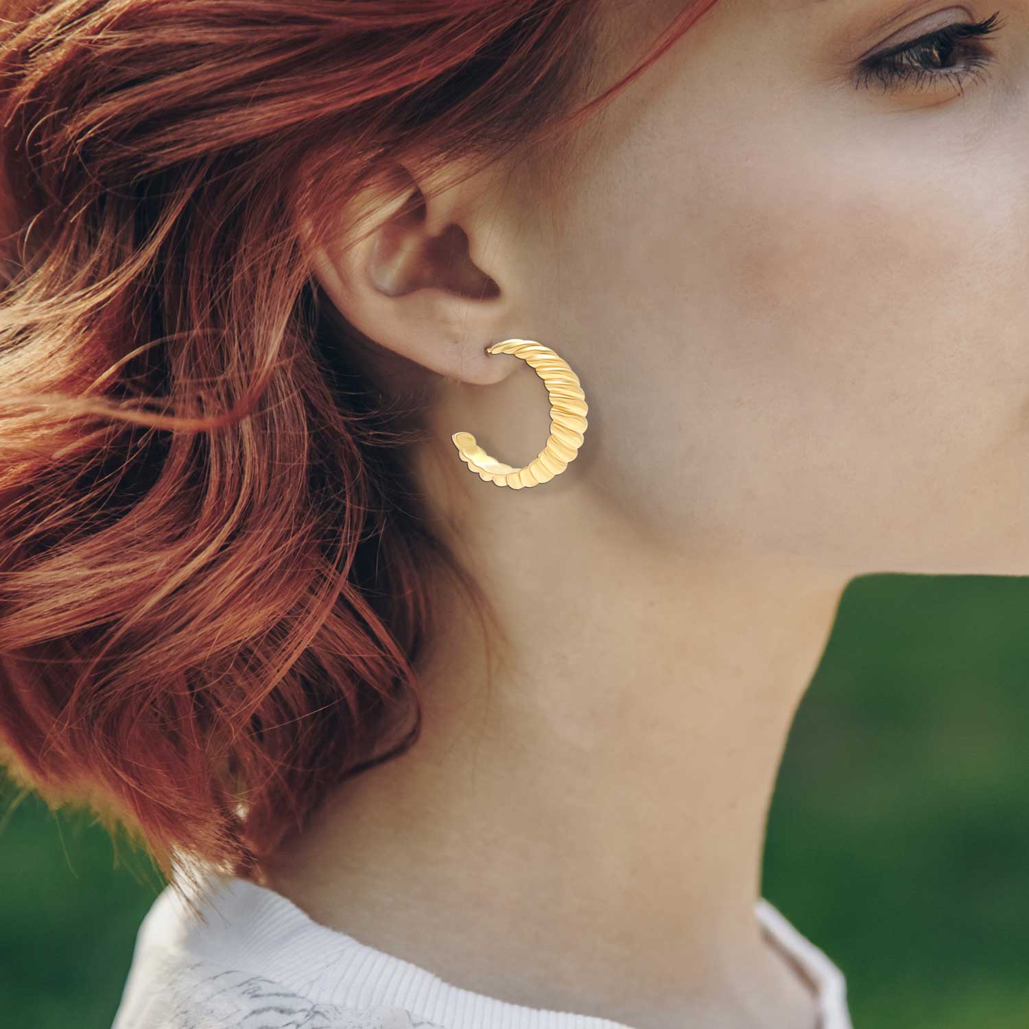Gold Plated Braided Twisted Textured Chunky Hoop Earrings