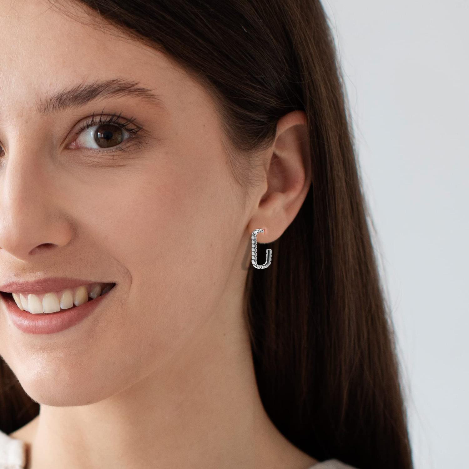 C Hoop Earrings for Women Hypoallergenic Antique Finish Dot Hoops for Women