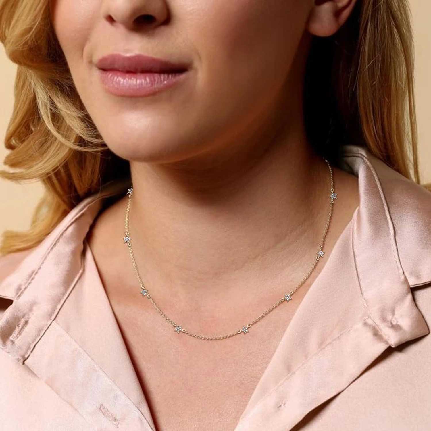 CZ Star Station Necklace