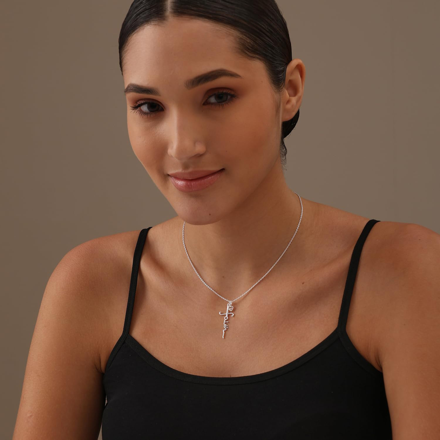 925 Sterling Silver Faith Cross Infinity Love of God CZ Heart Pendant Necklace