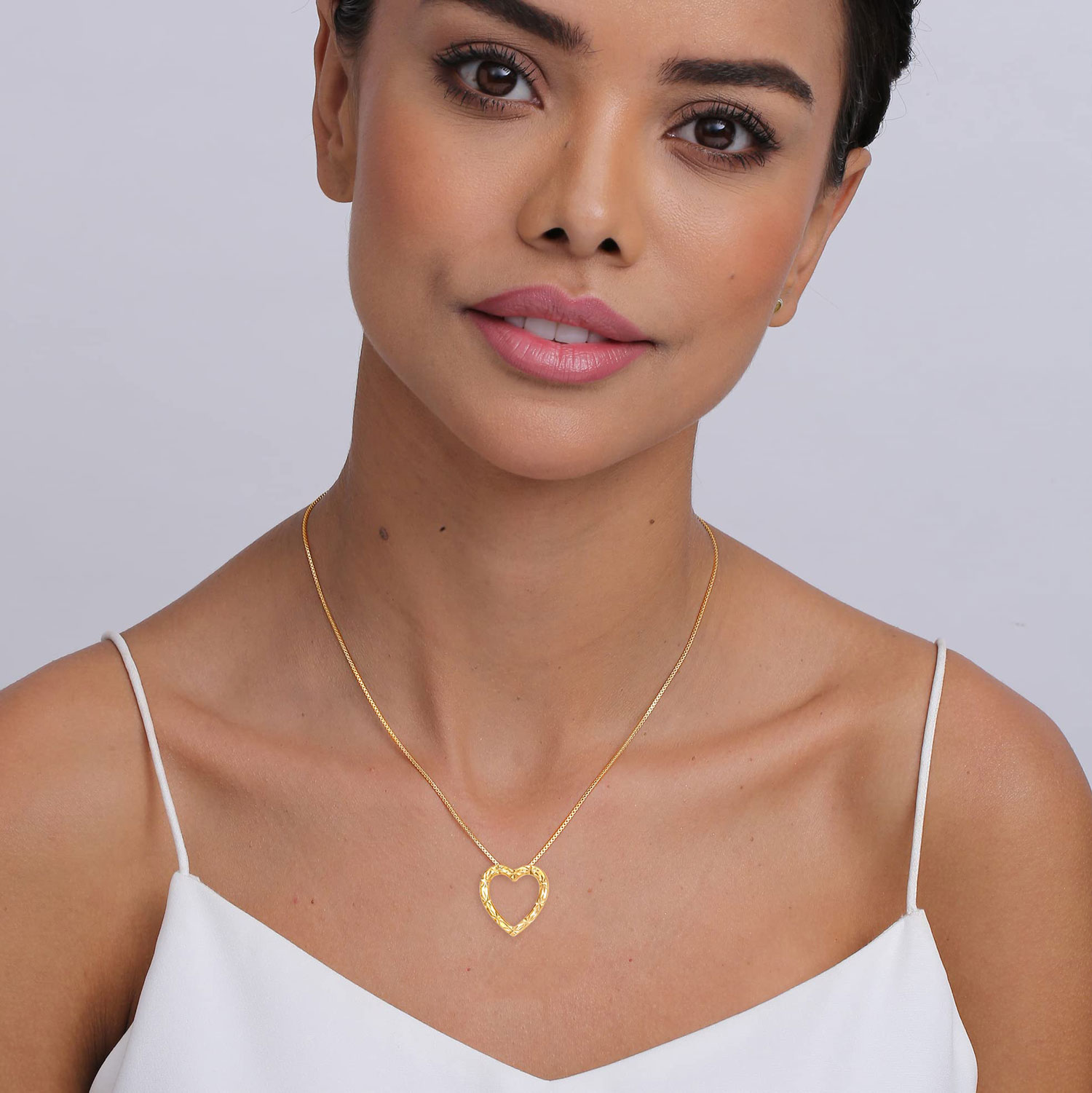 18K Gold-Plated Diamond-Cut Heart Reversible Necklace