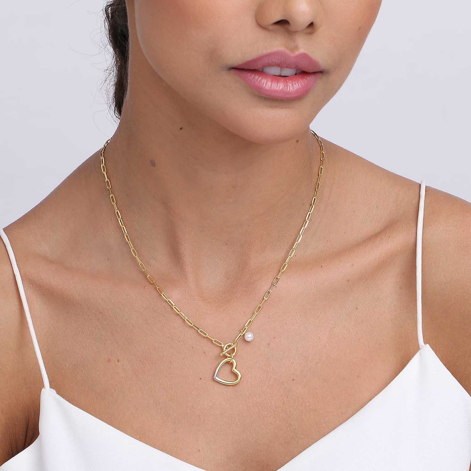 Pearl Heart Pendant Necklace