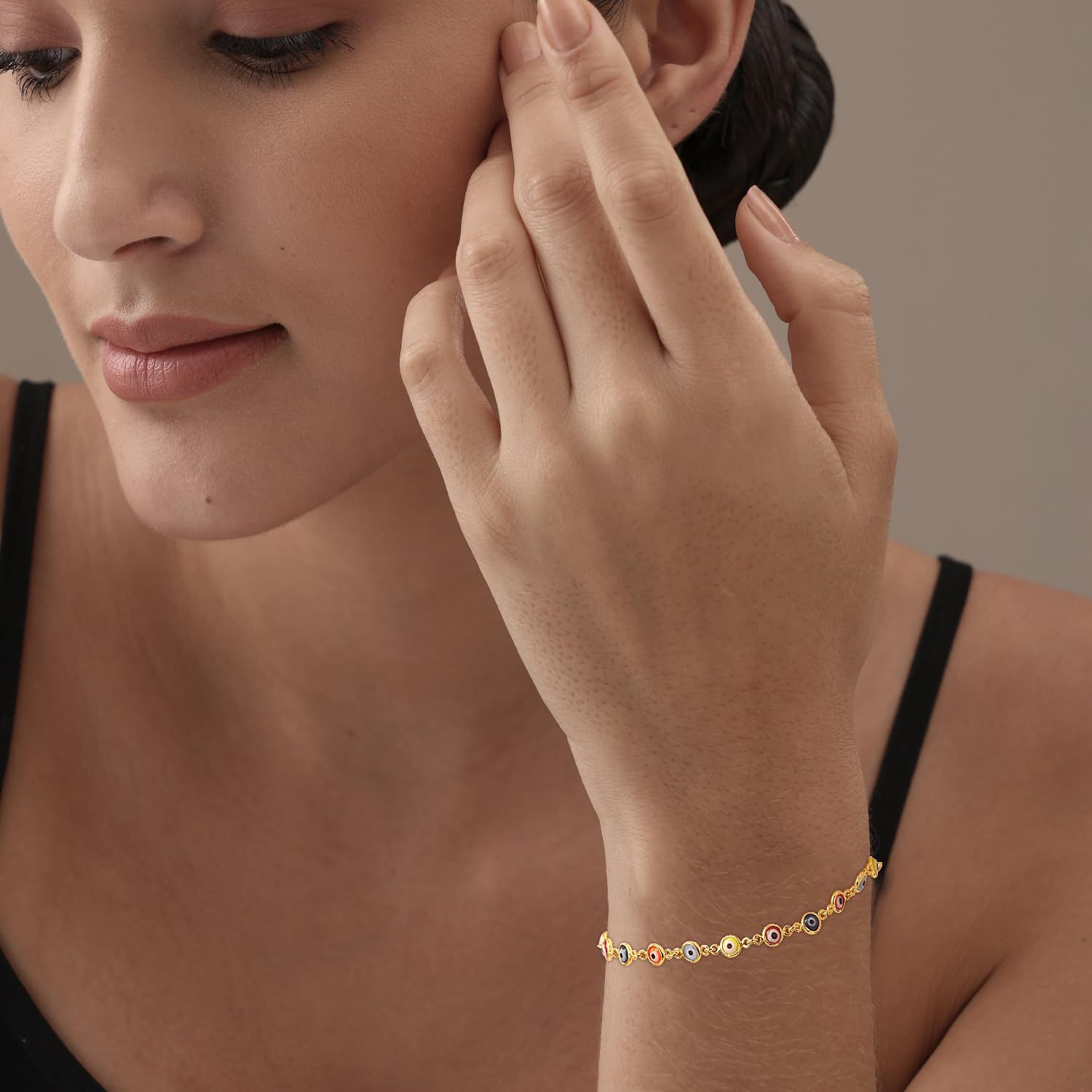 Gold Plated Protection Bracelet Jewelry Mixed Colorful Mini Turkish Evil Eye Bracelet for Women Teen