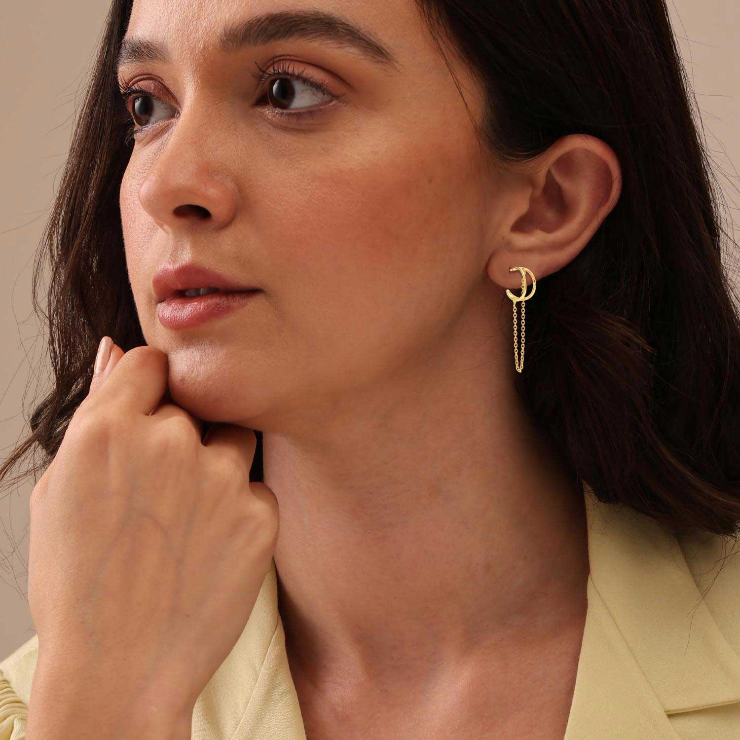 Drop Dangle C Hoop Earrings