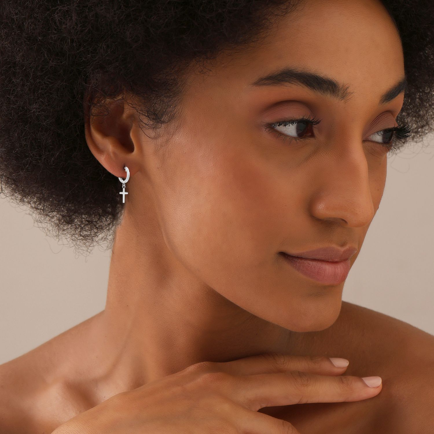 Charm Cross Hoop Earrings