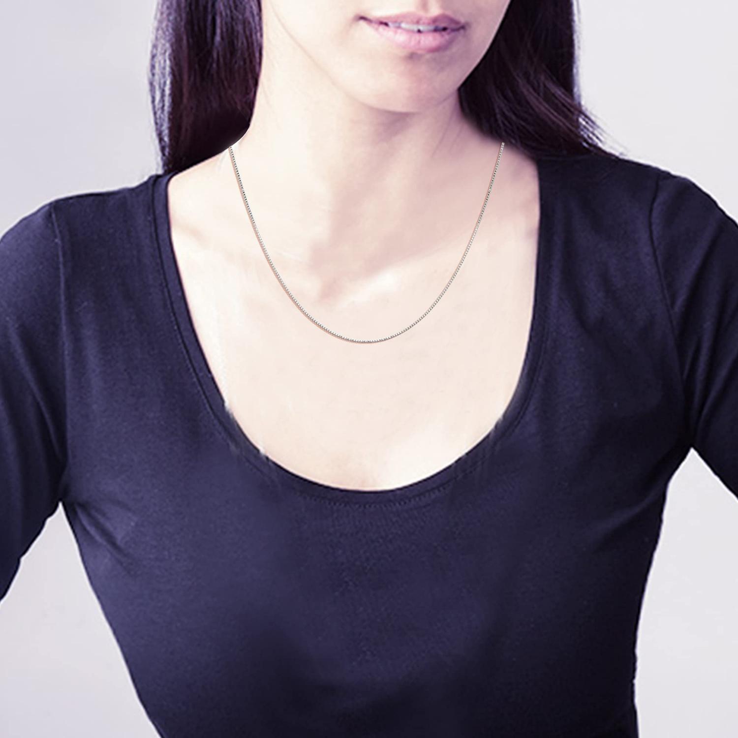 925 Sterling Silver Italian Adjustable Box Chain Necklace