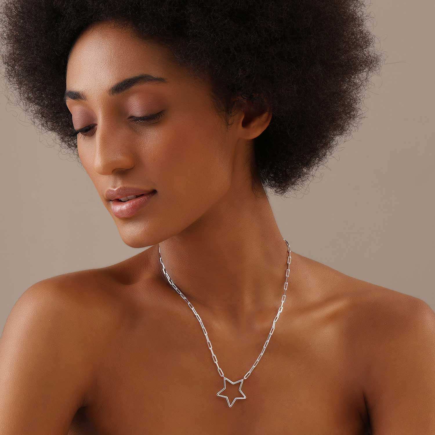 Paperclip Link Chain Pendant Necklace