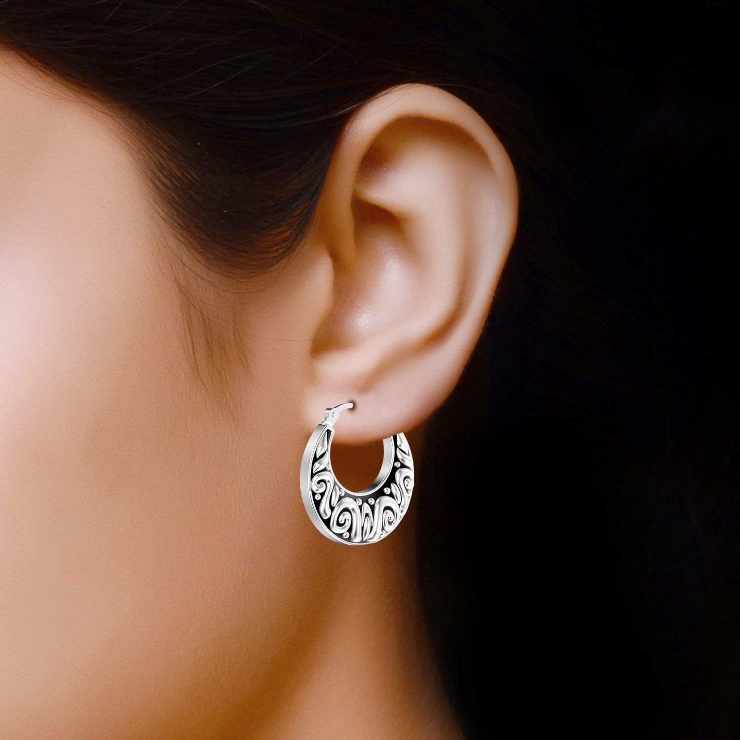 Filigree Click-Top Hoop Earrings