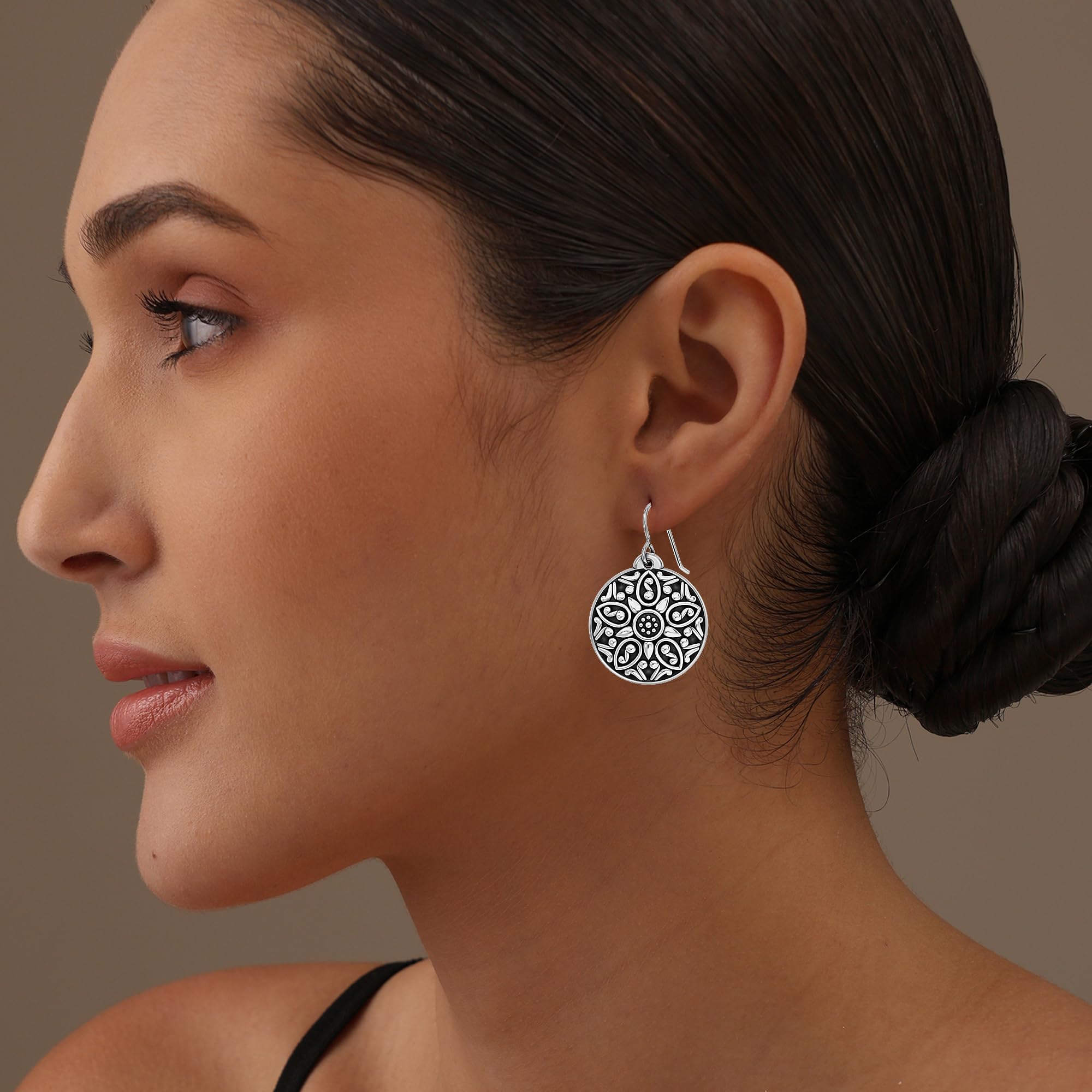 Antique Handmade Drop Dangle Earring Retro Bali Design French Wire Hook Earrings