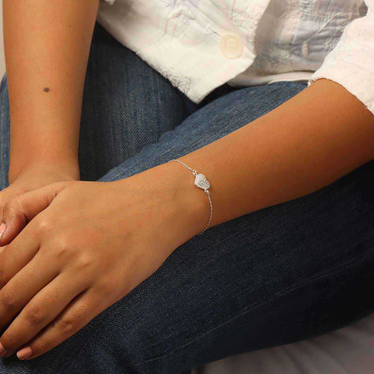 Bracelet Adjustable Love Heart Cable Chain Link Bracelet